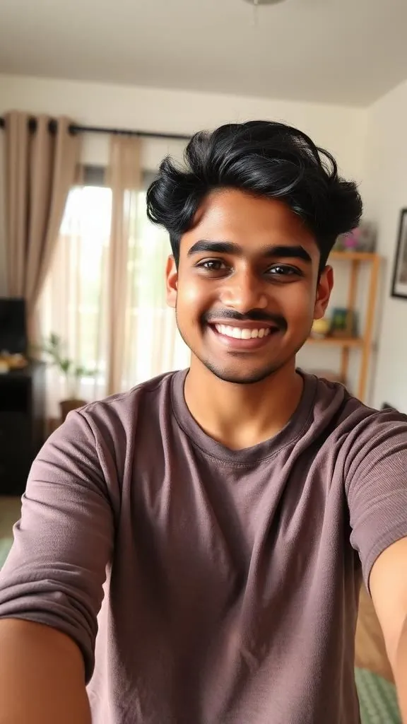 Resident Rahul recording a video review in his room
